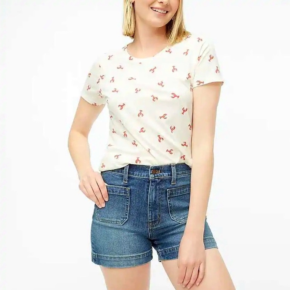 J. Crew Collector Lobster Print Short Sleeve Cotton Tee